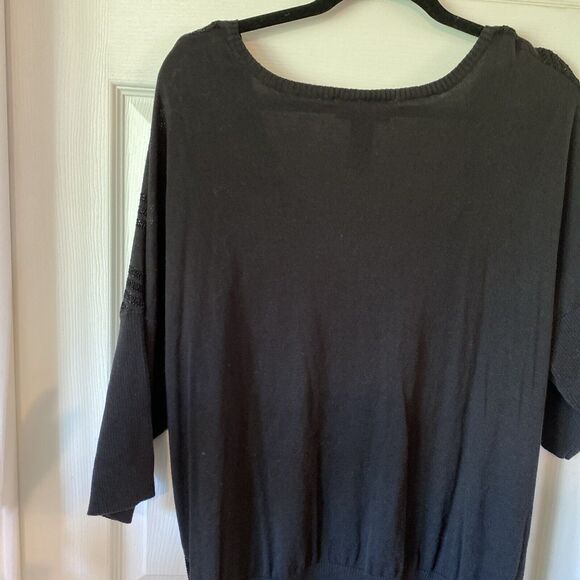 Lane Bryant Blouse Women’s Size 22/24 3/4 Sleeve V Neck Black Chevron Light - Picture 10 of 12